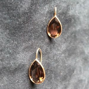 Gold and Smokey quartz earrings